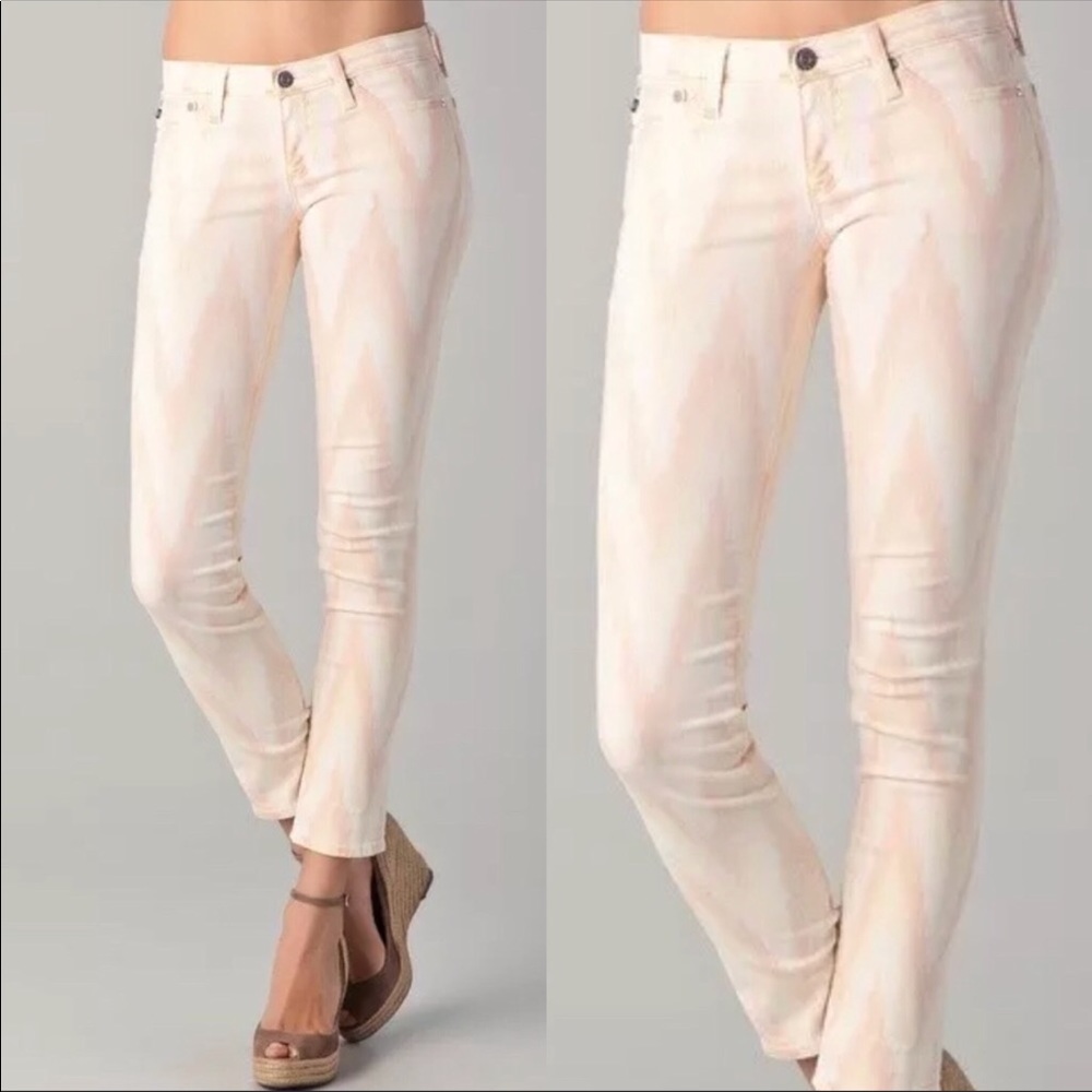 ADRIANO GOLDSCHMIED white and pink stilt jeans